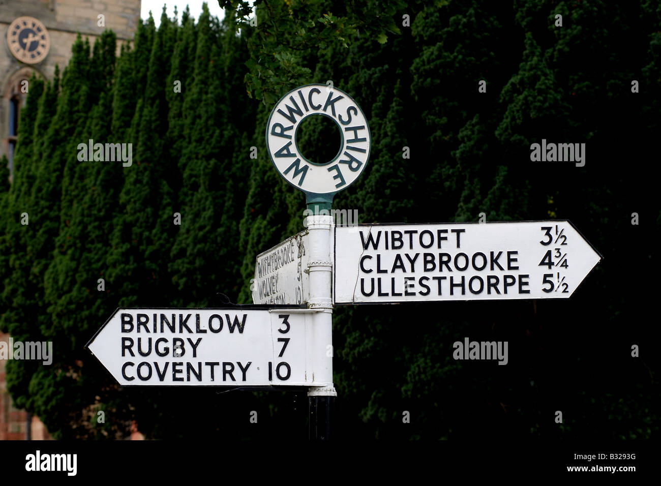 Road sign in Monks Kirby village, Warwickshire, England, UK Stock Photo
