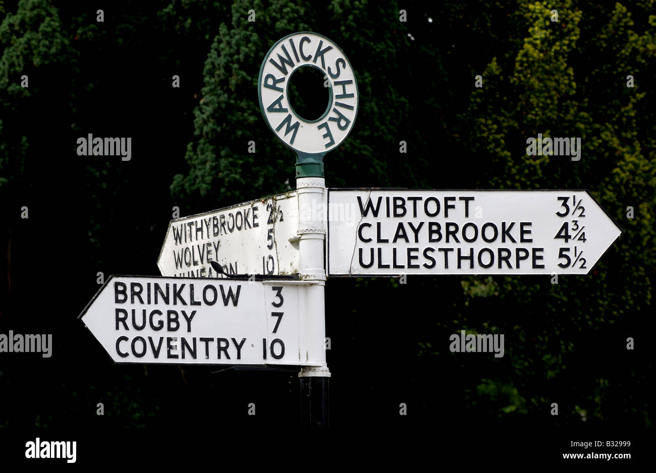 Road sign in Monks Kirby village, Warwickshire, England, UK Stock Photo