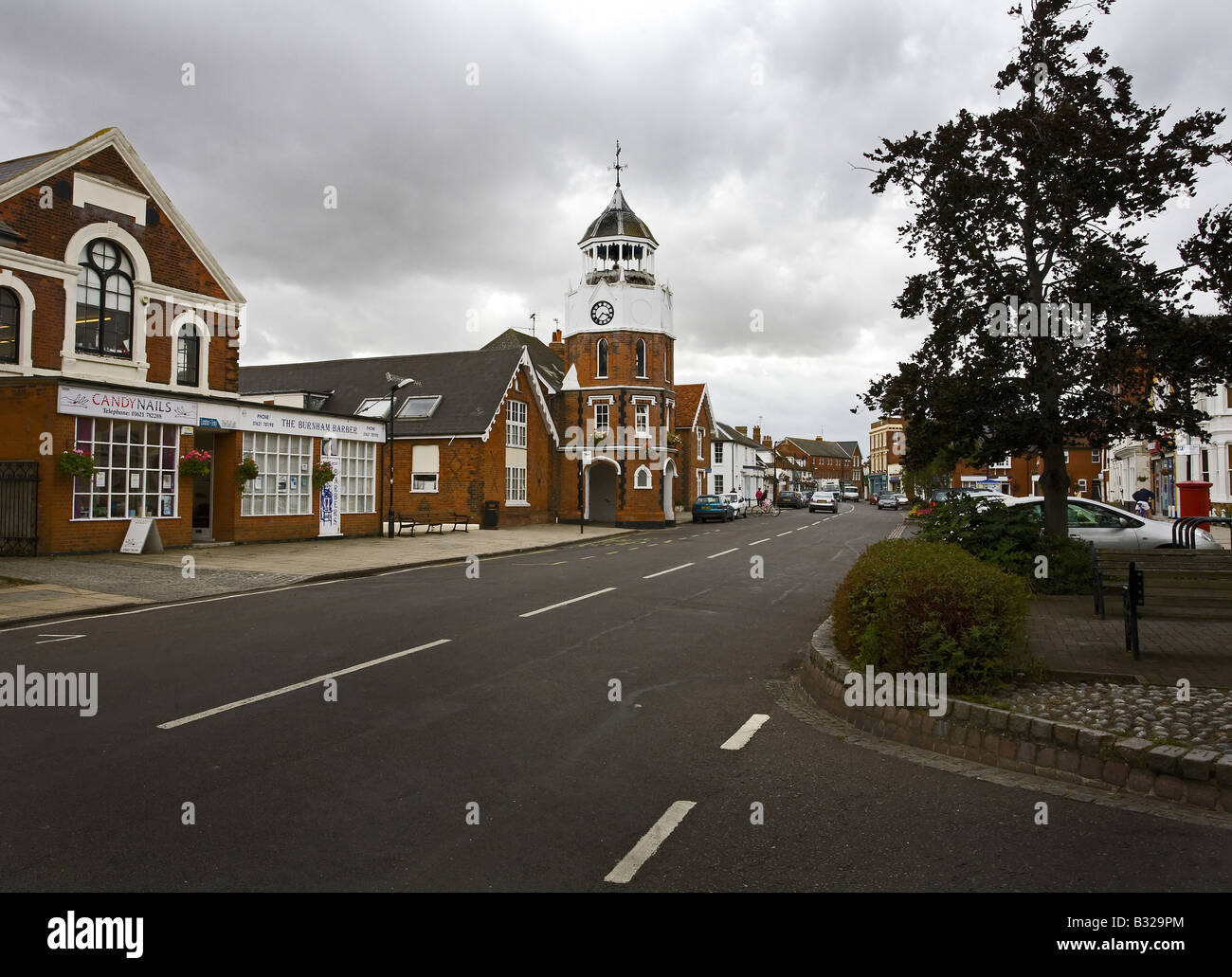 Burnham on Crouch High Street with clock tower Stock Photo Alamy
