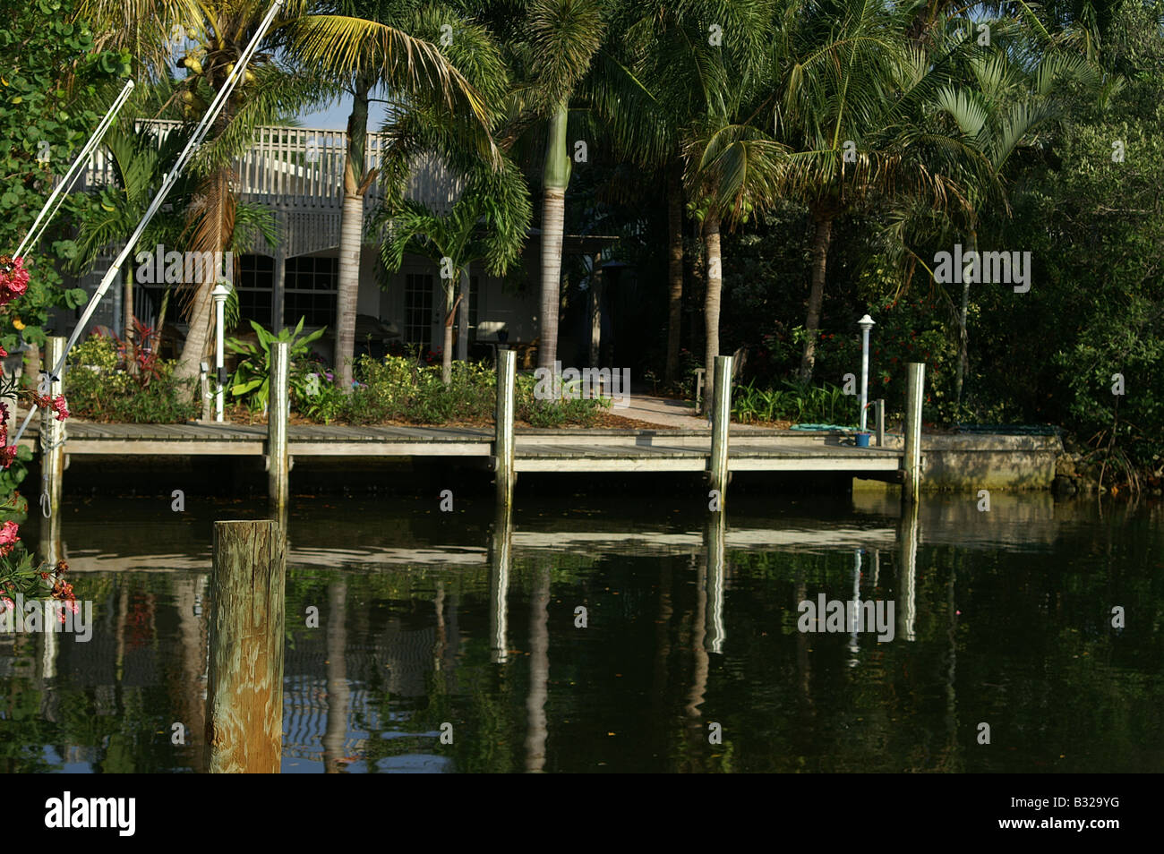 canalside dock, Florida Stock Photo