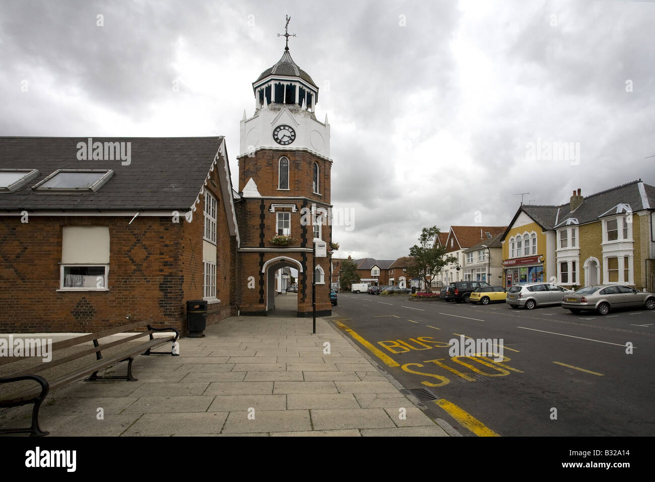 Burnham on Crouch High Street with clock tower Stock Photo Alamy
