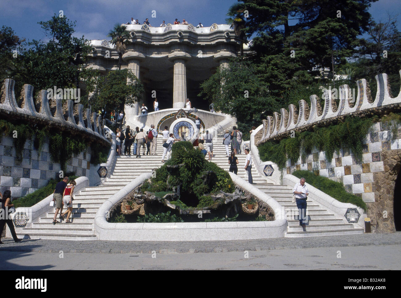 Parc Guell Architect Gaudi Staircases steps Balustrade Ceramic tile
