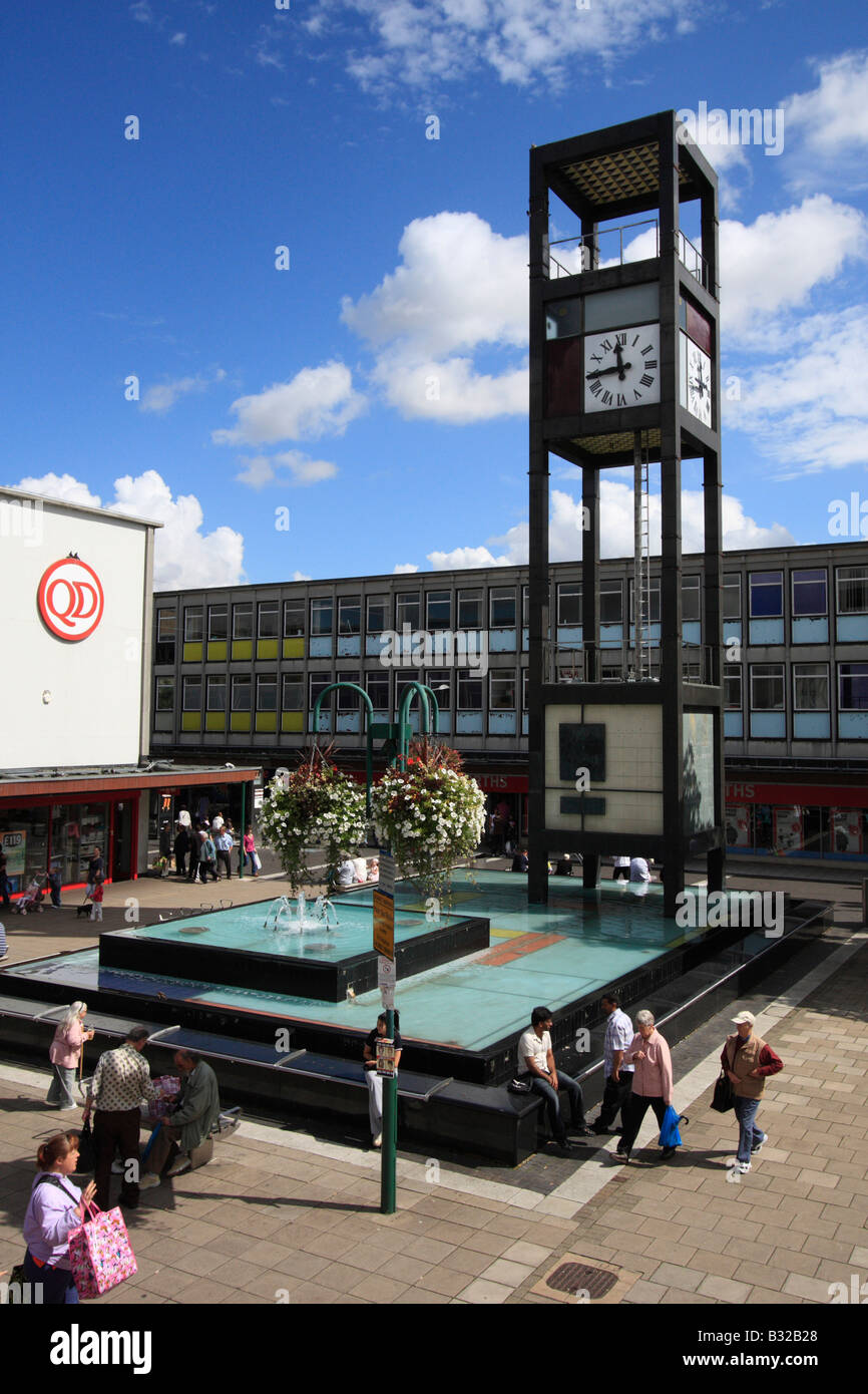 clock tower the square stevenage town centre shopping hertfordshire england uk gb Stock Photo