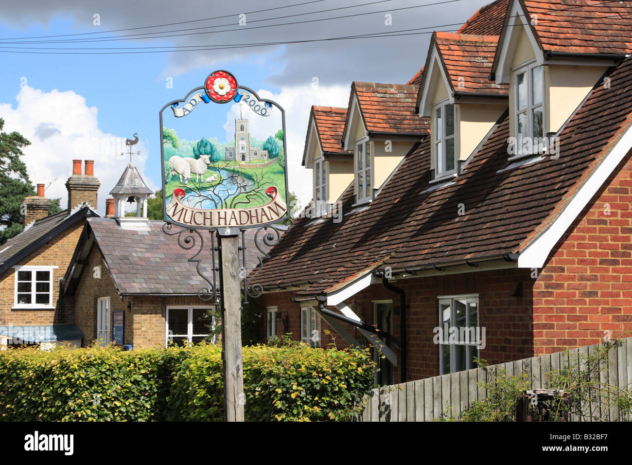 much hadham ornate decorative sign high street houses hertfordshire