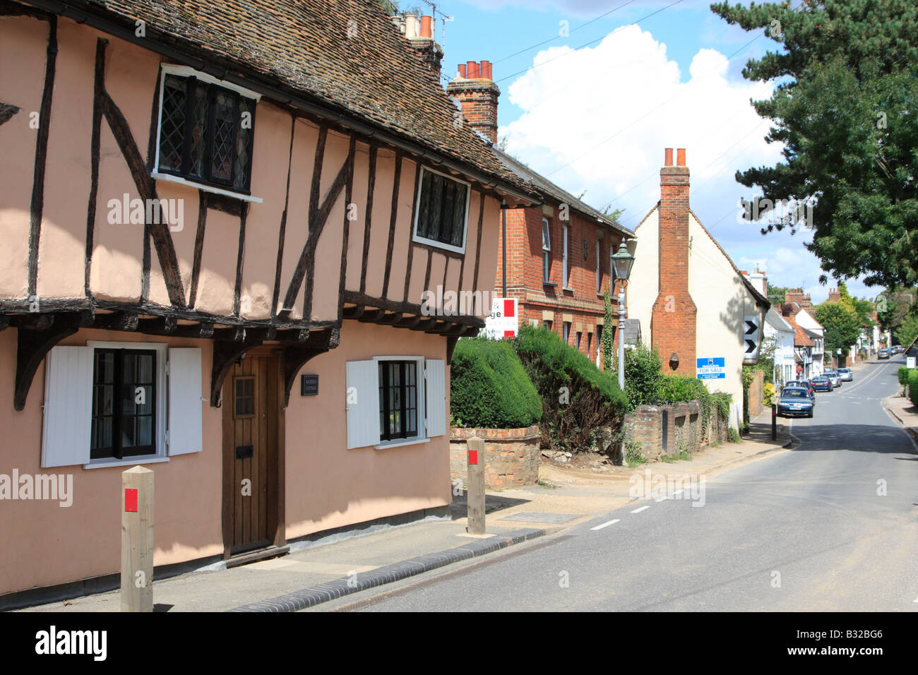 much hadham timbered high street houses narrow through road hertfordshire england uk gb Stock