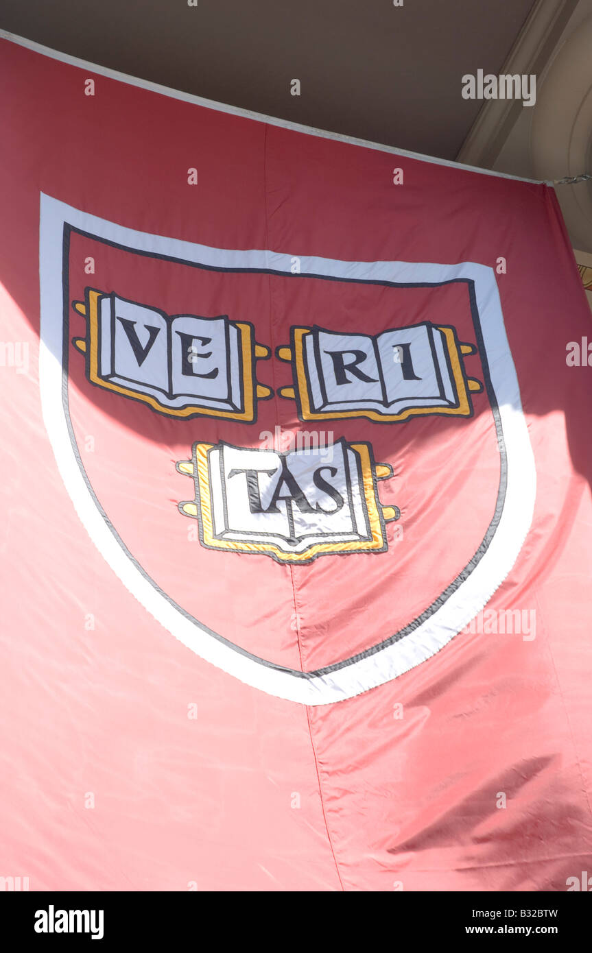 Veritas on a banner in Harvard University in Cambridge Massachusetts USA Stock Photo