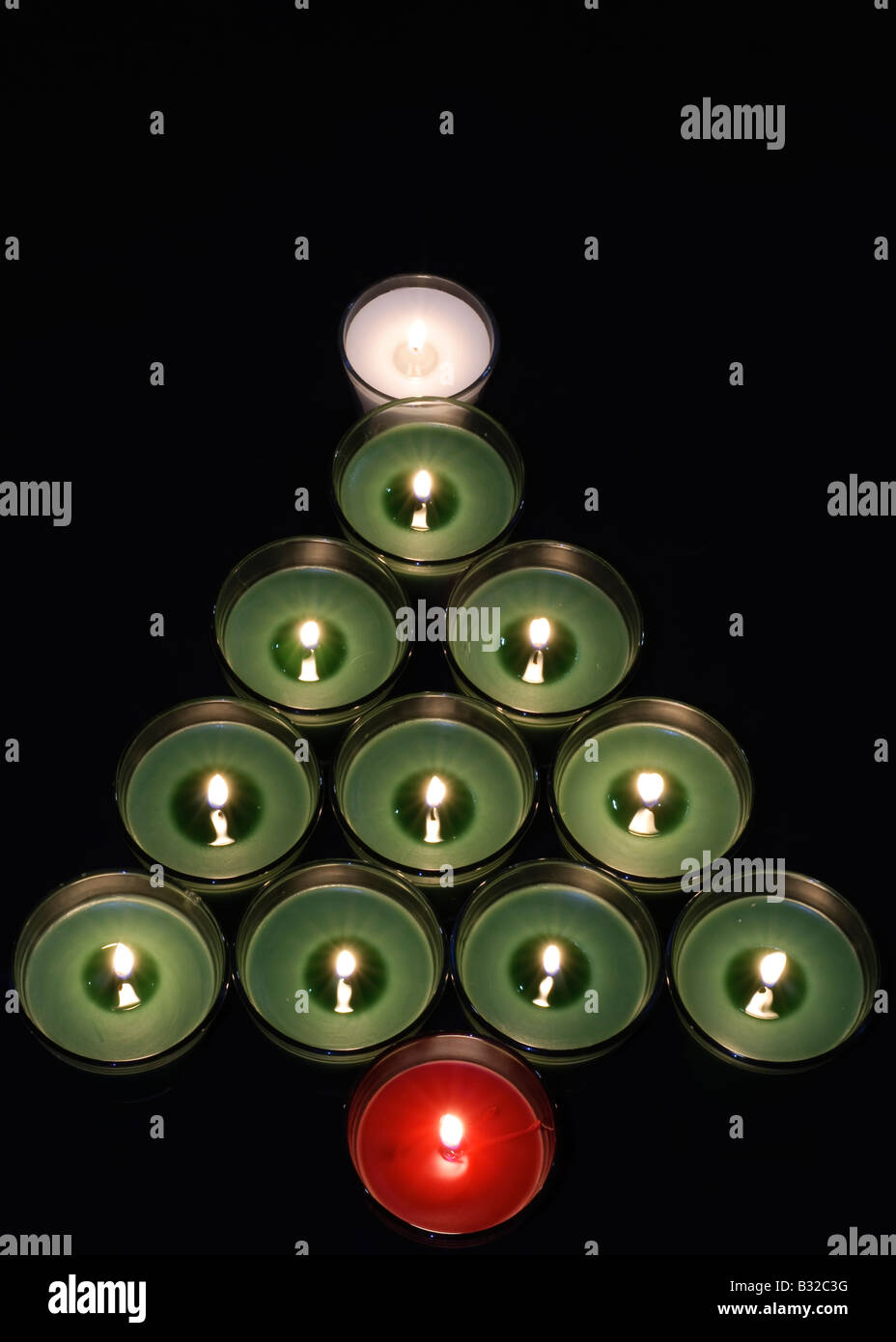Christmas tree made out of candles Stock Photo