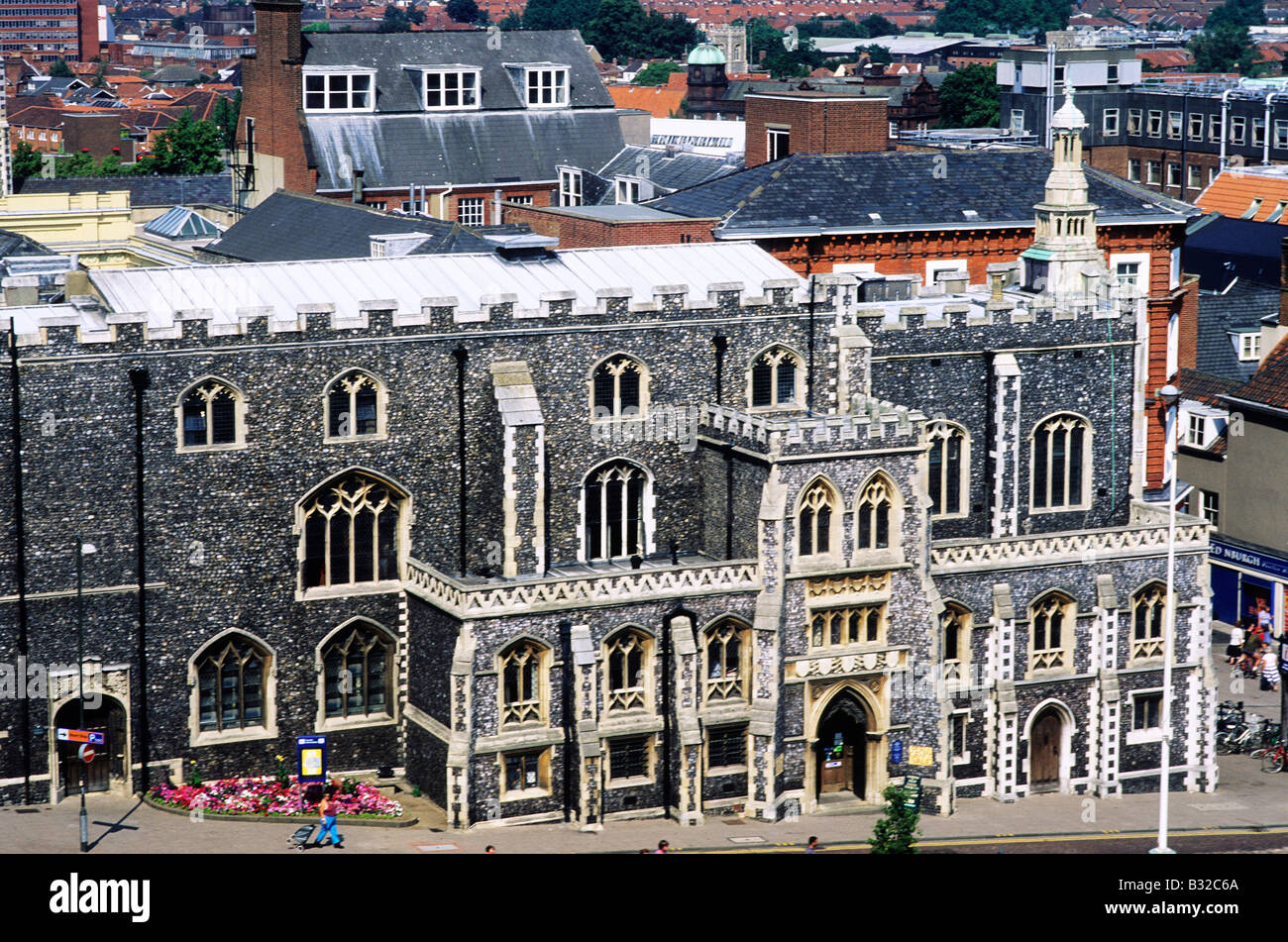 Norwich Guildhall Norfolk 15th century Medieval English Gothic architecture East Anglia England UK flint stone city landscape Stock Photo