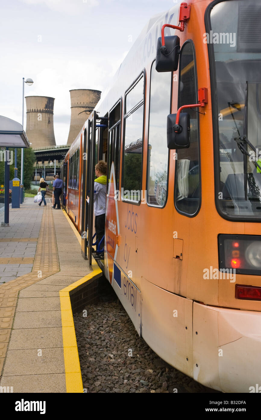Sheffield Supertram at Meadowhall Station Stock Photo