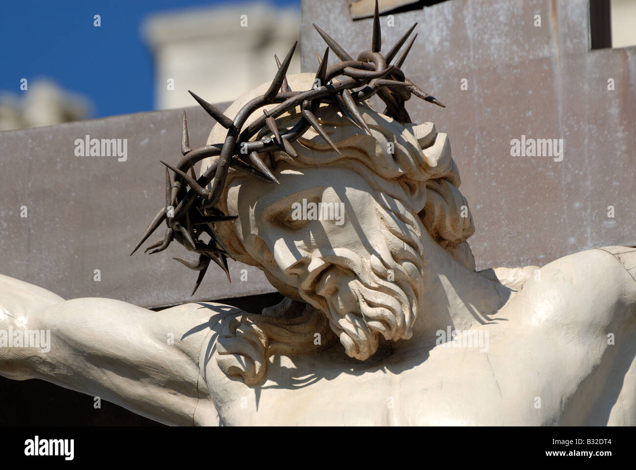Statue of Jesus Christ at cross in Avignon, France Stock Photo