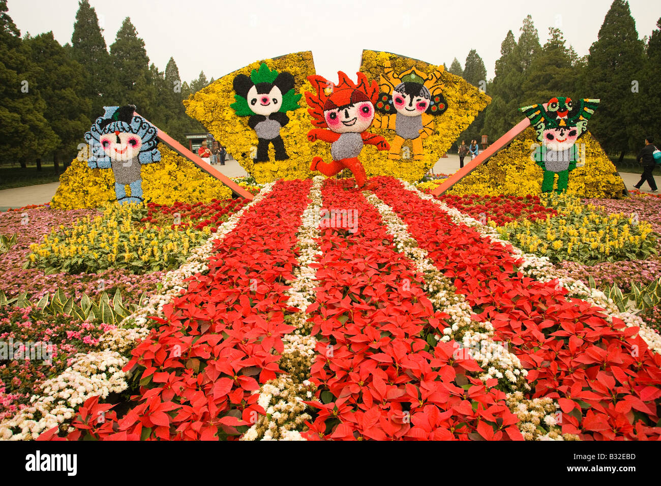 2008 Olympics mascots flowers in Beijing, capital of People's Republic