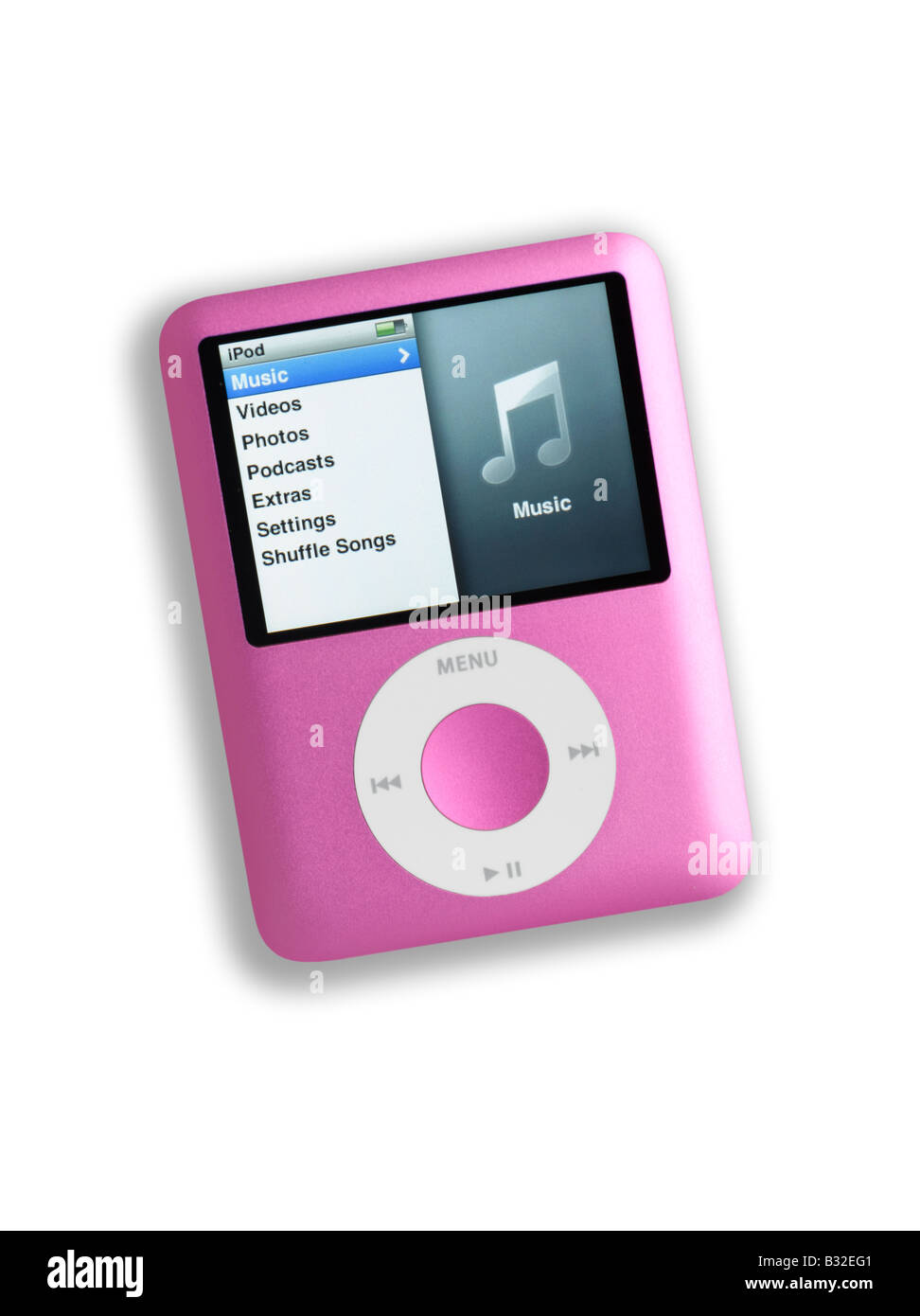 Pink iPod Nano cut out on white background Stock Photo