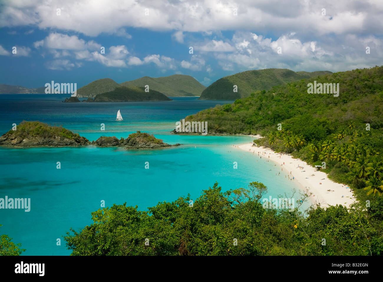 Trunk Bay Beach in the Virgin Islands National Park on the caribbean