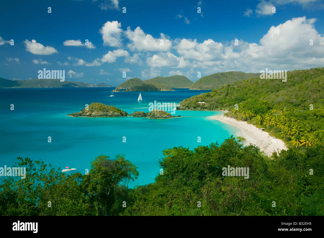 Trunk Bay Beach in the Virgin Islands National Park on the caribbean