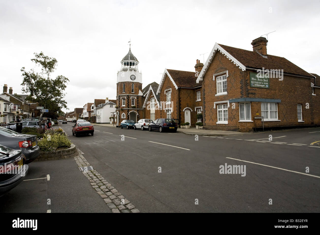 Burnham on Crouch High Street with clock tower Stock Photo Alamy