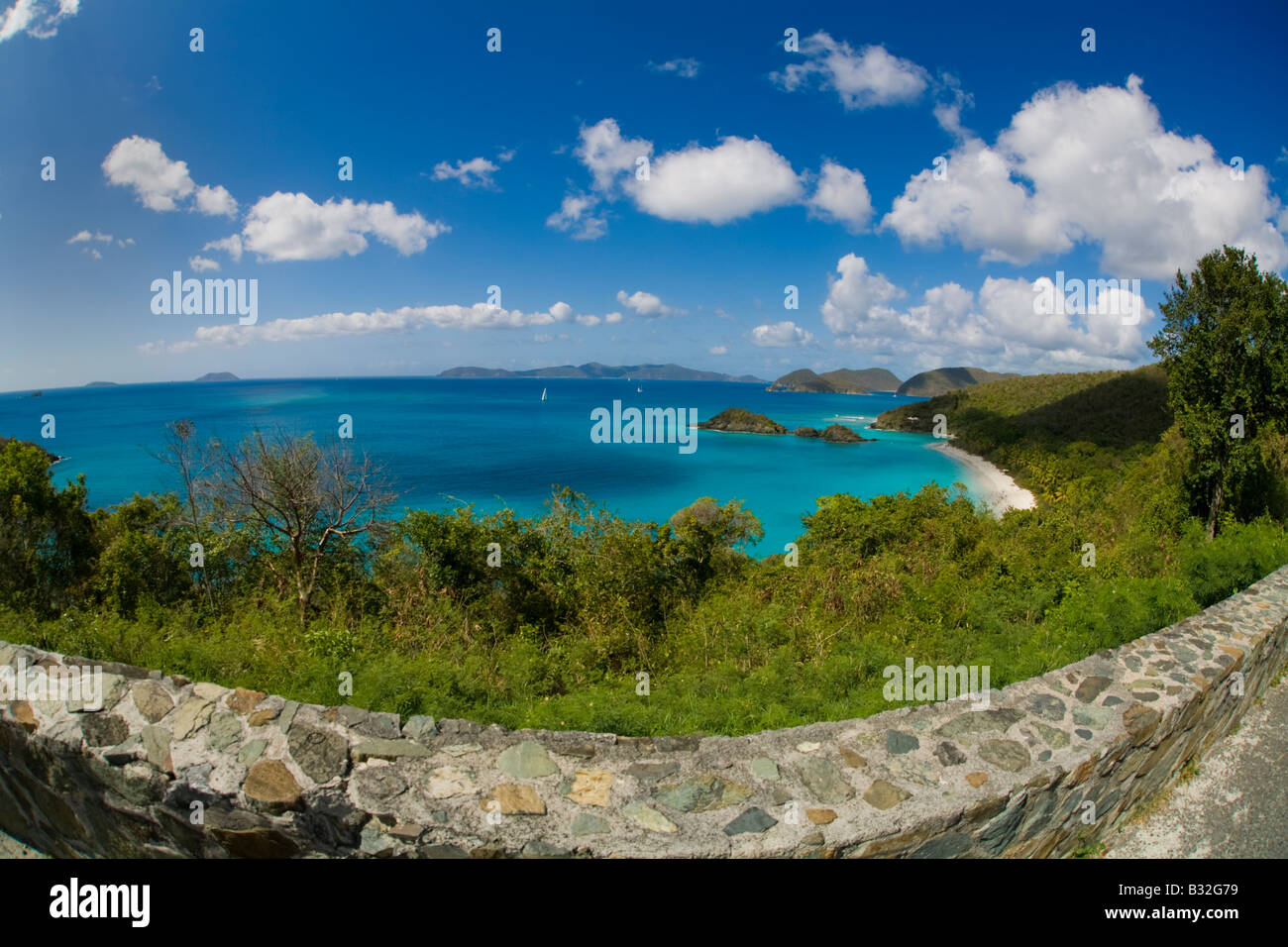 Trunk Bay Beach in the Virgin Islands National Park on the caribbean