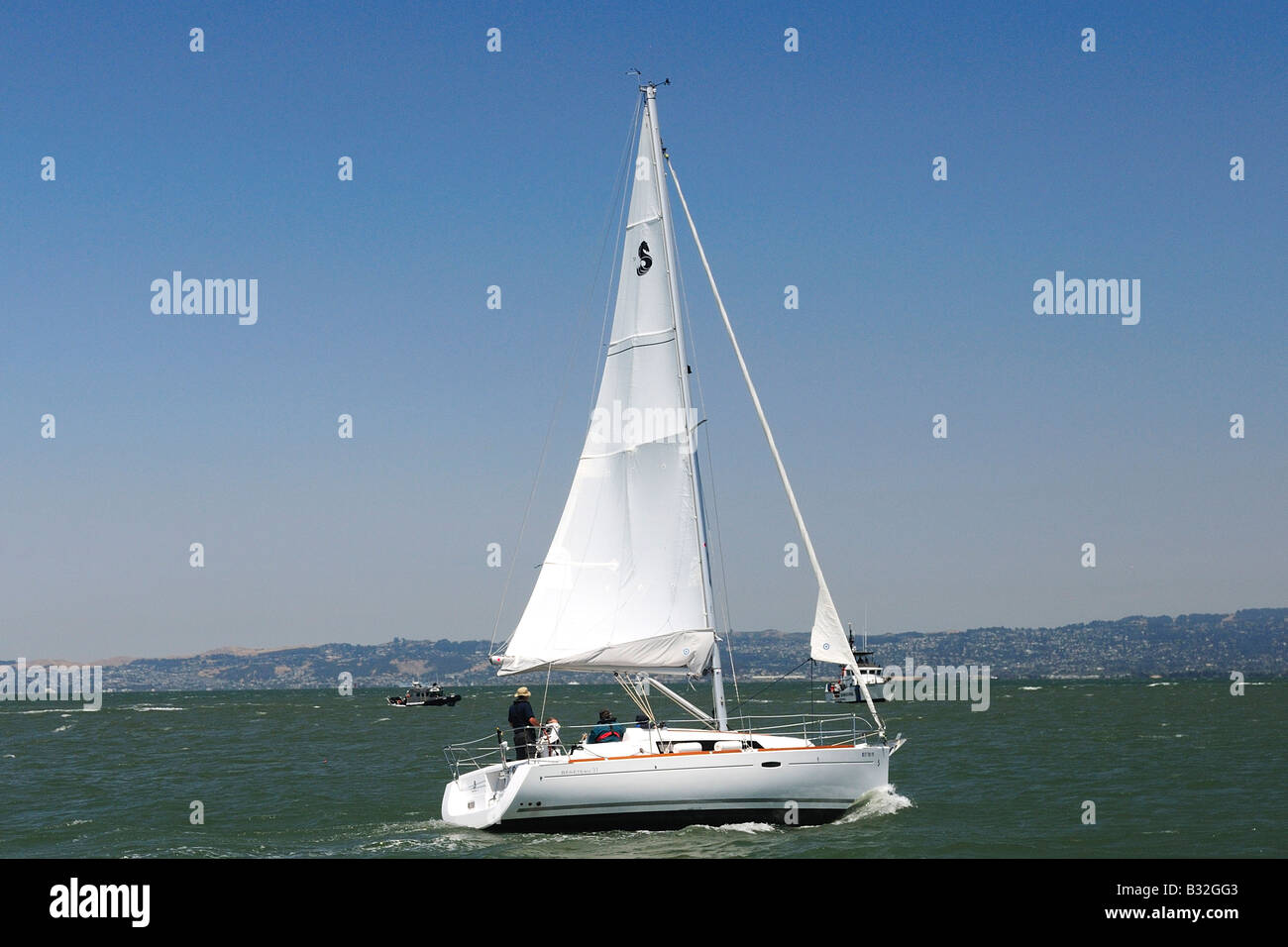 Sailboat in San Francisco bay Stock Photo