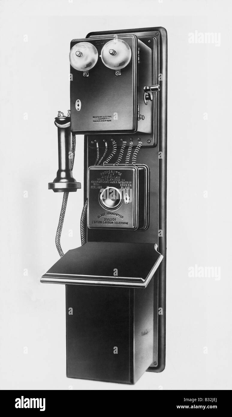 Wall telephone made by General Electric for American Bell Telephone Company, 1886 Stock Photo