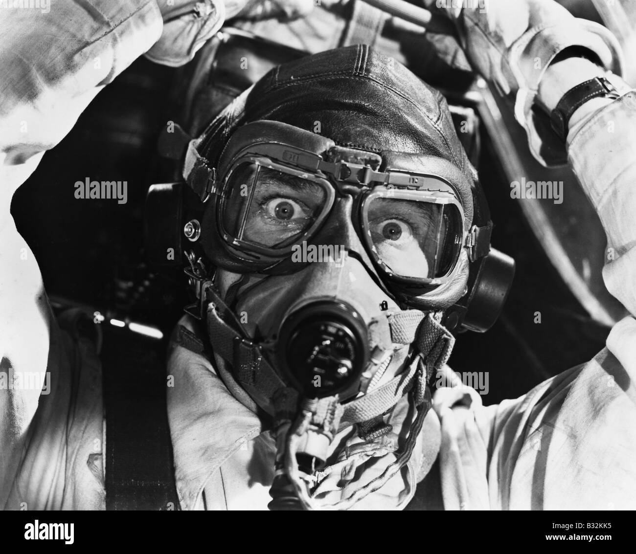 Closeup of aviator in mask Stock Photo