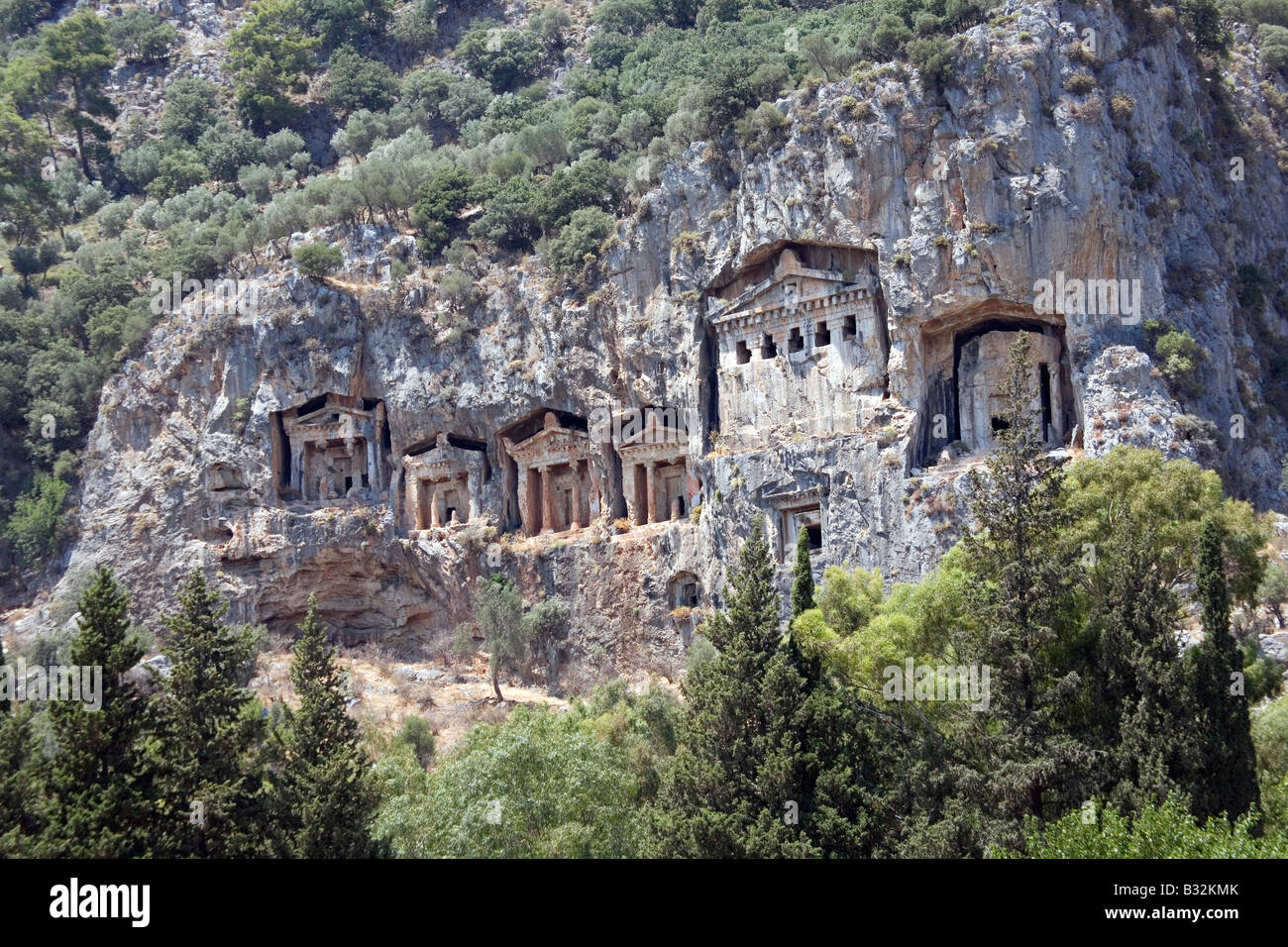 Lycian rock tombs Turkey Stock Photo