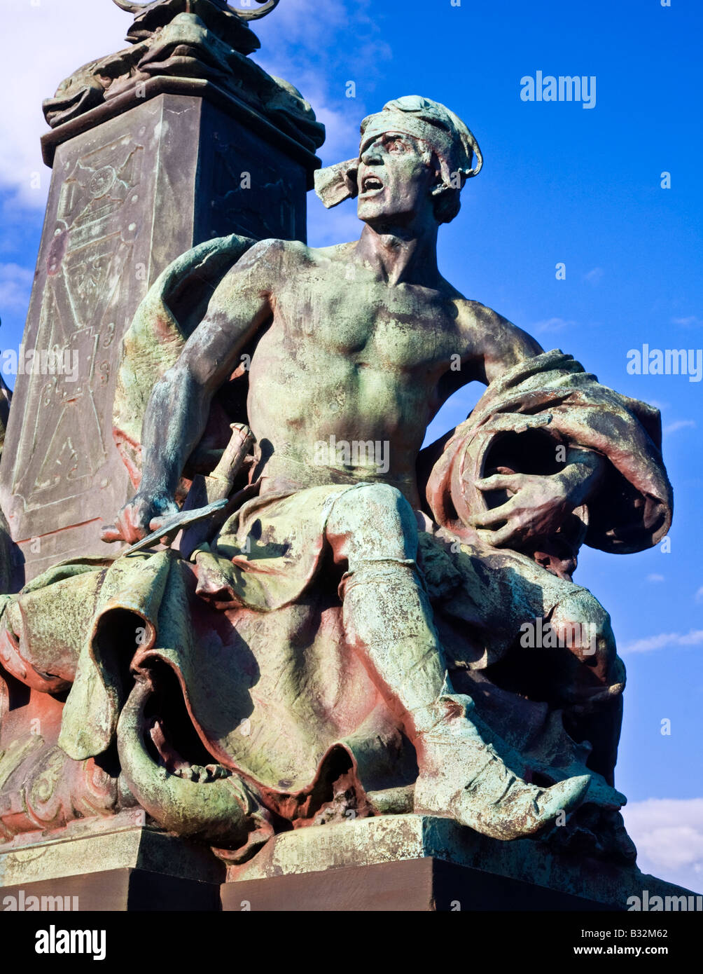 Paul R Montford's sculpture representing war on Kelvin Way Bridge, Glasgow, Scotland. Stock Photo