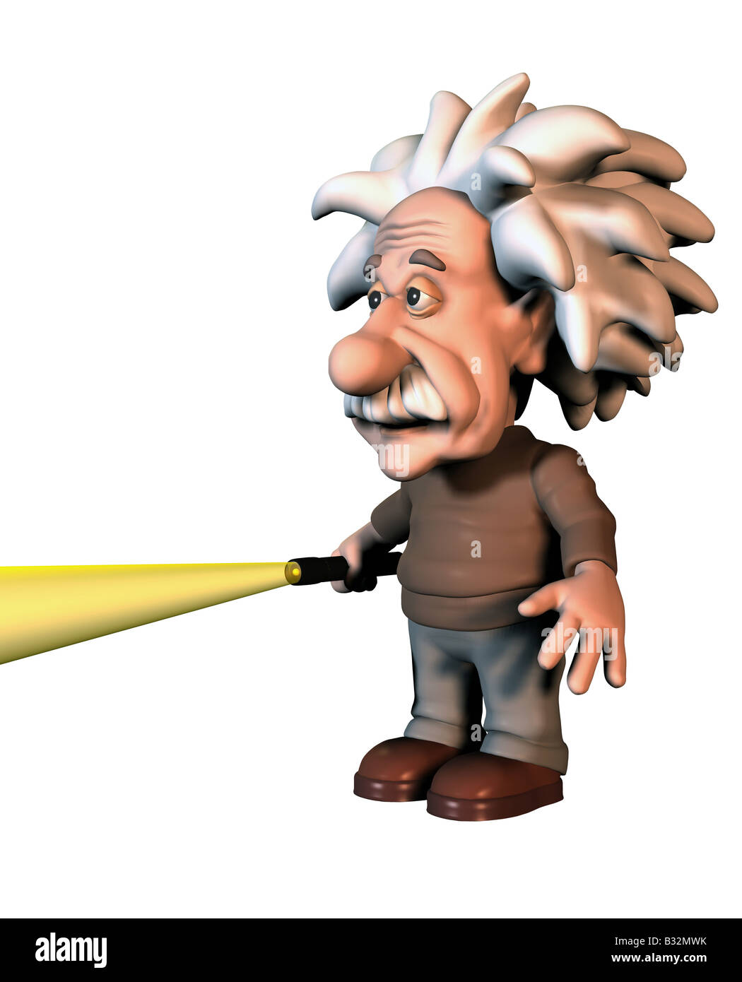 Albert Einstein with a flashlight Stock Photo