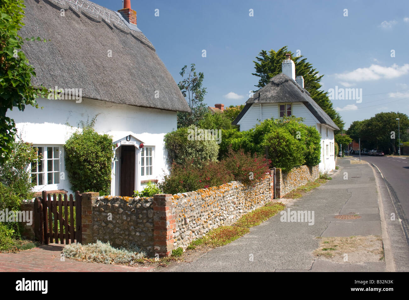 Thatched cottages, West Wittering, West Sussex, UK Stock Photo