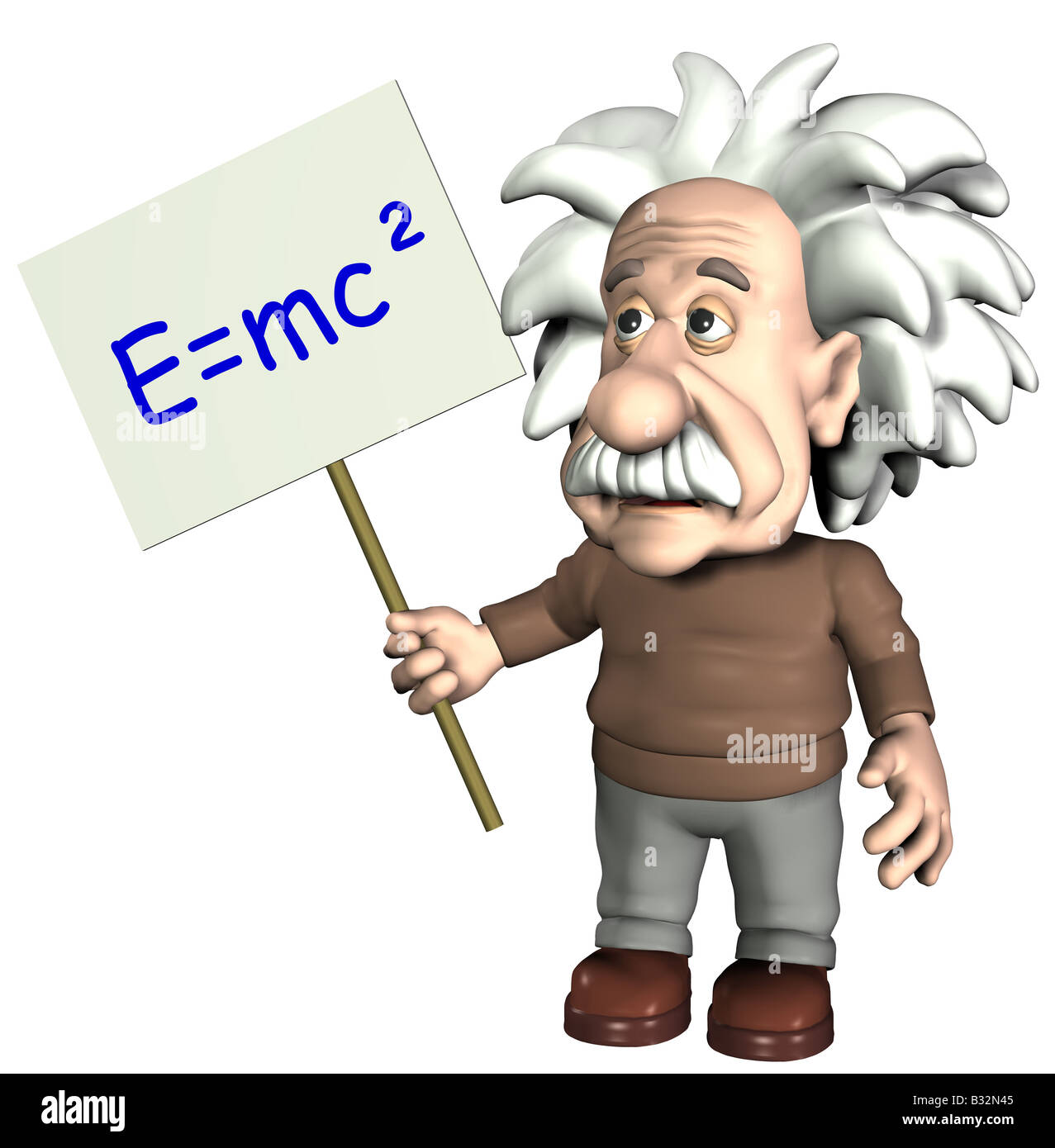 Albert Einstein with sign Stock Photo