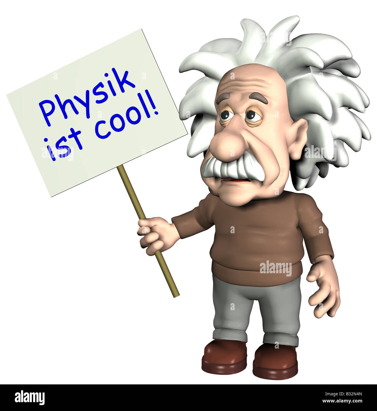 Albert Einstein with sign Stock Photo
