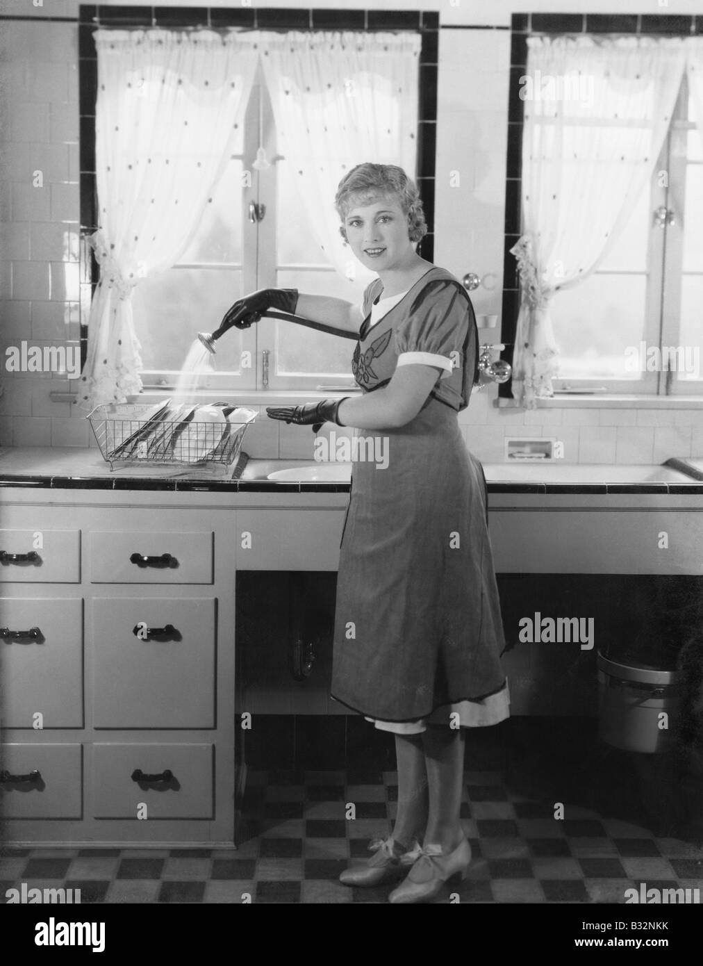 Portrait woman washing Black and White Stock Photos & Images - Alamy