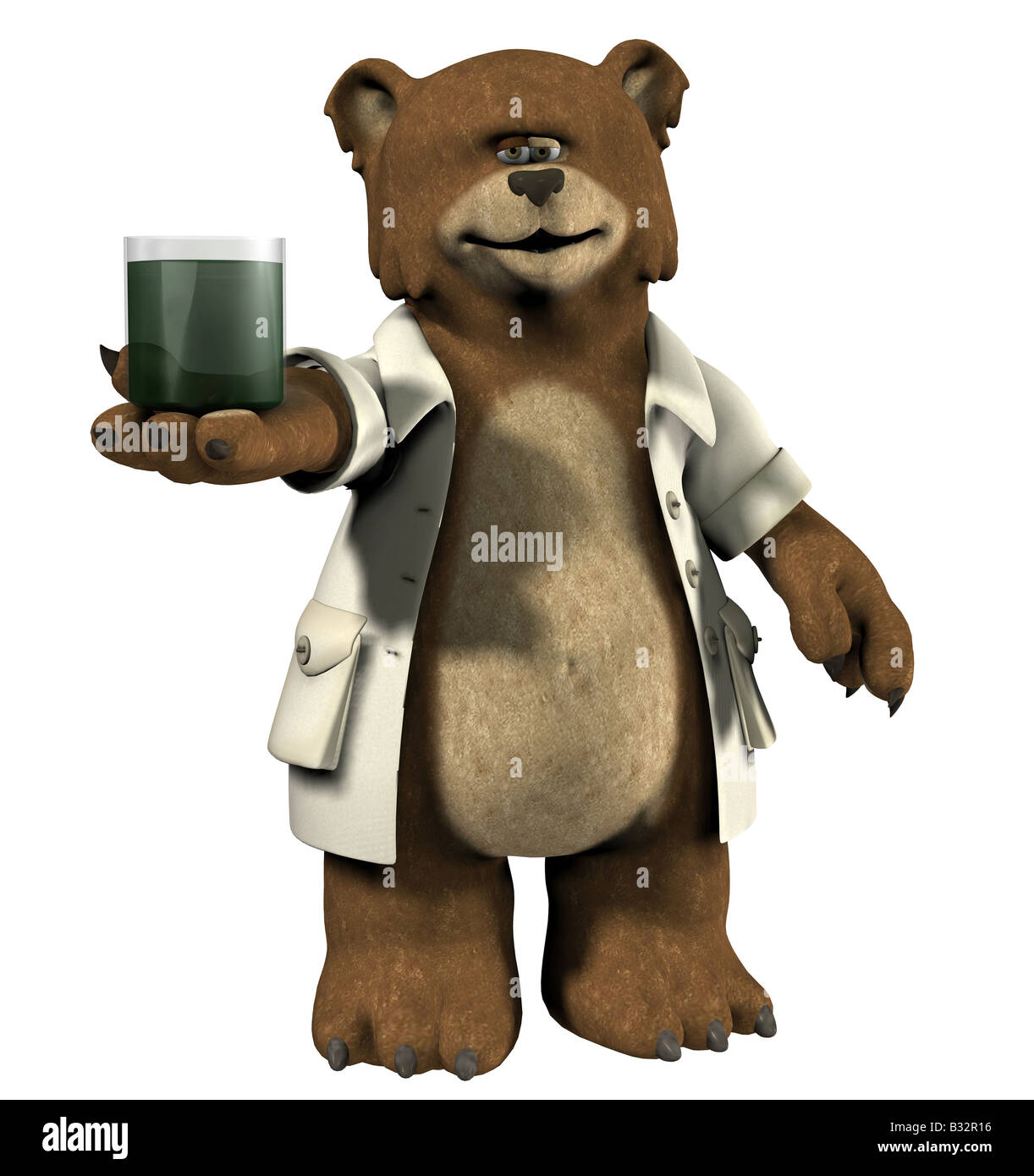 lab bear with beaker Stock Photo