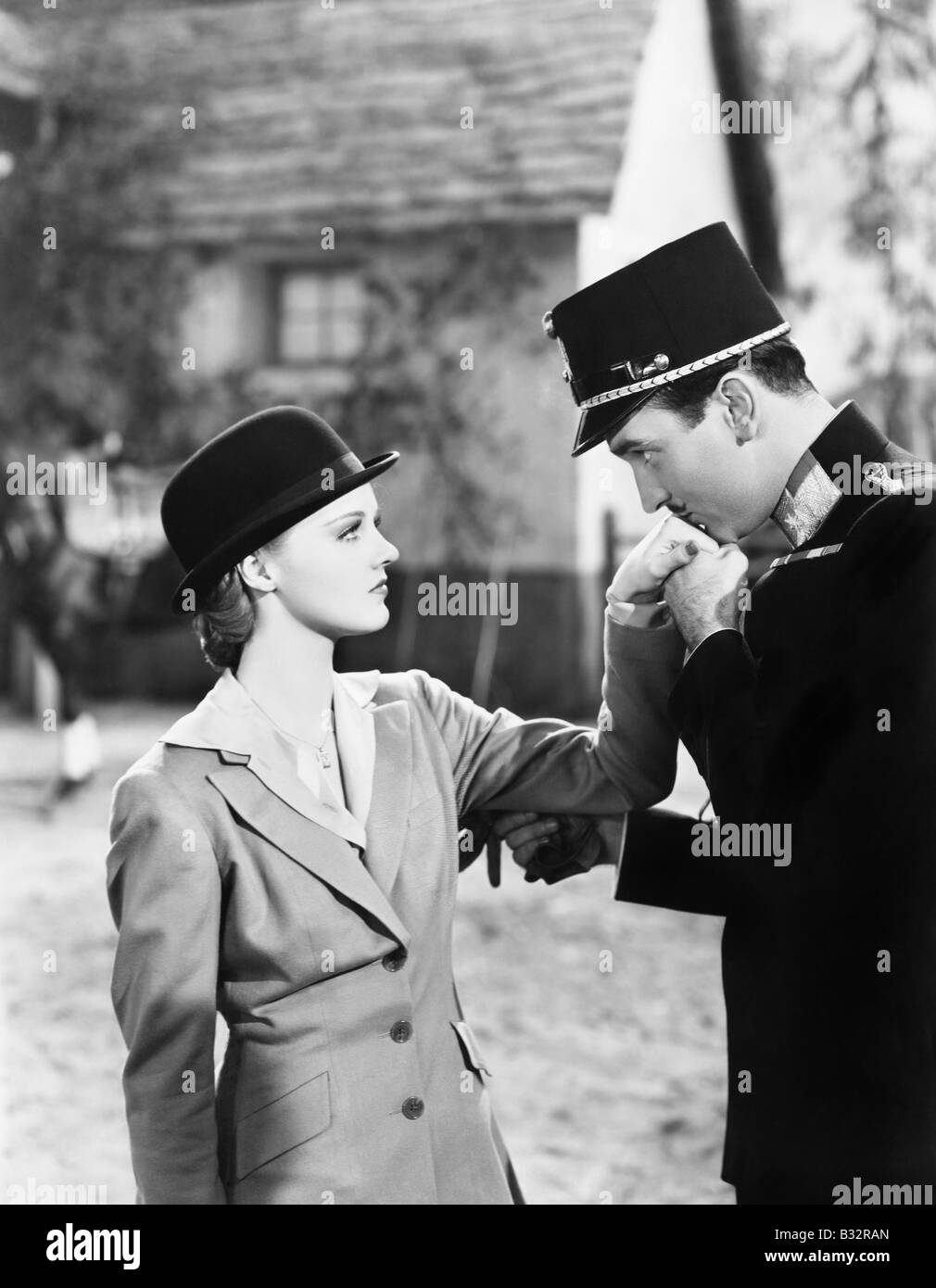 Man kissing woman hand retro hi-res stock photography and images - Alamy