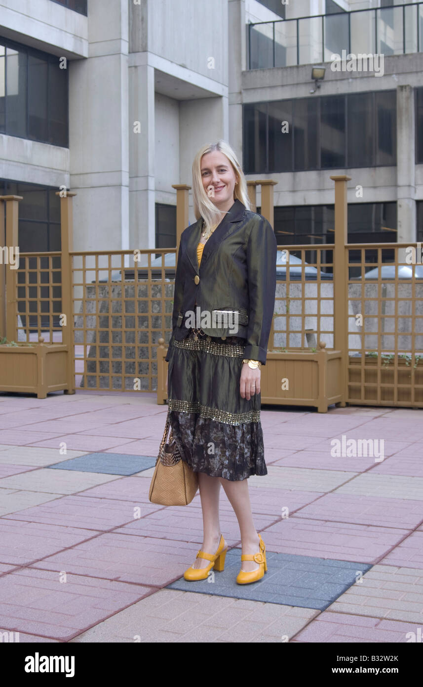 Beautiful blonde woman in a business suit Stock Photo - Alamy