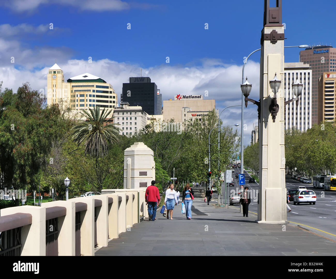 Adelaide city skyline from the King William Street Bridge Stock Photo