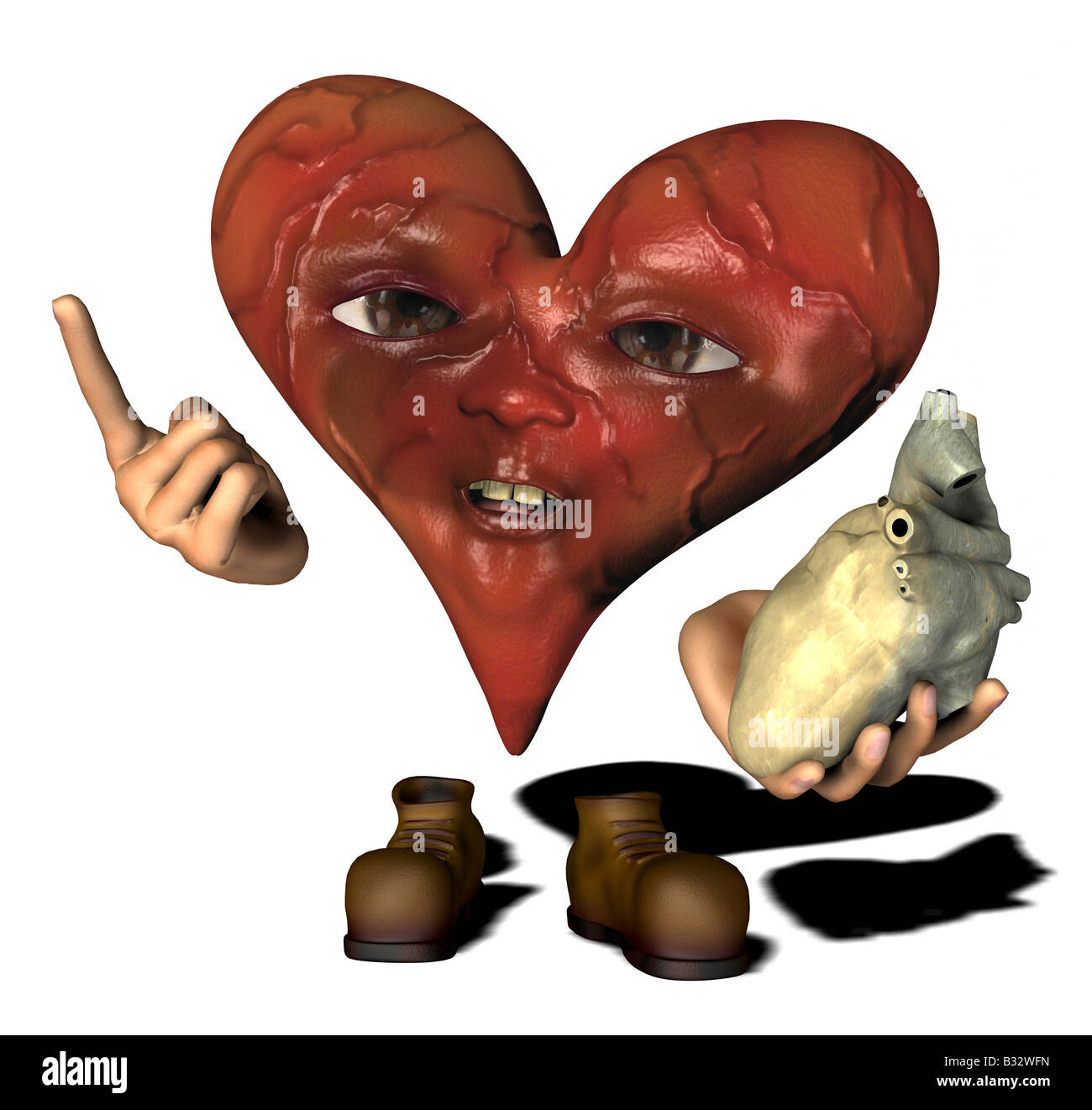 injured heart as symbol for heart attack Stock Photo