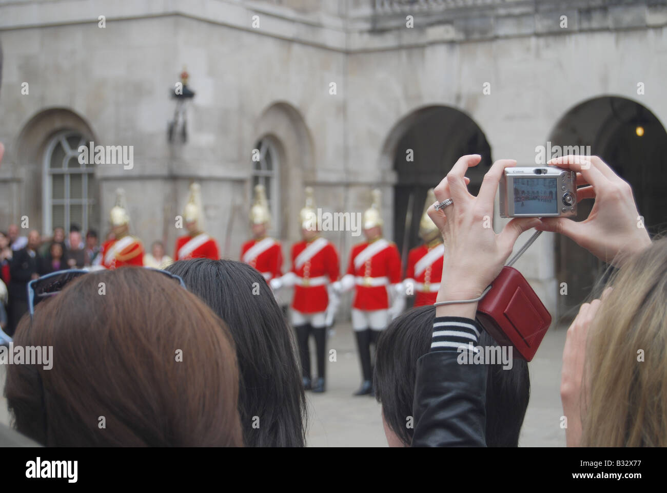 Changing of the guard Horse Guards Parade London Tourism Camera photography event Stock Photo