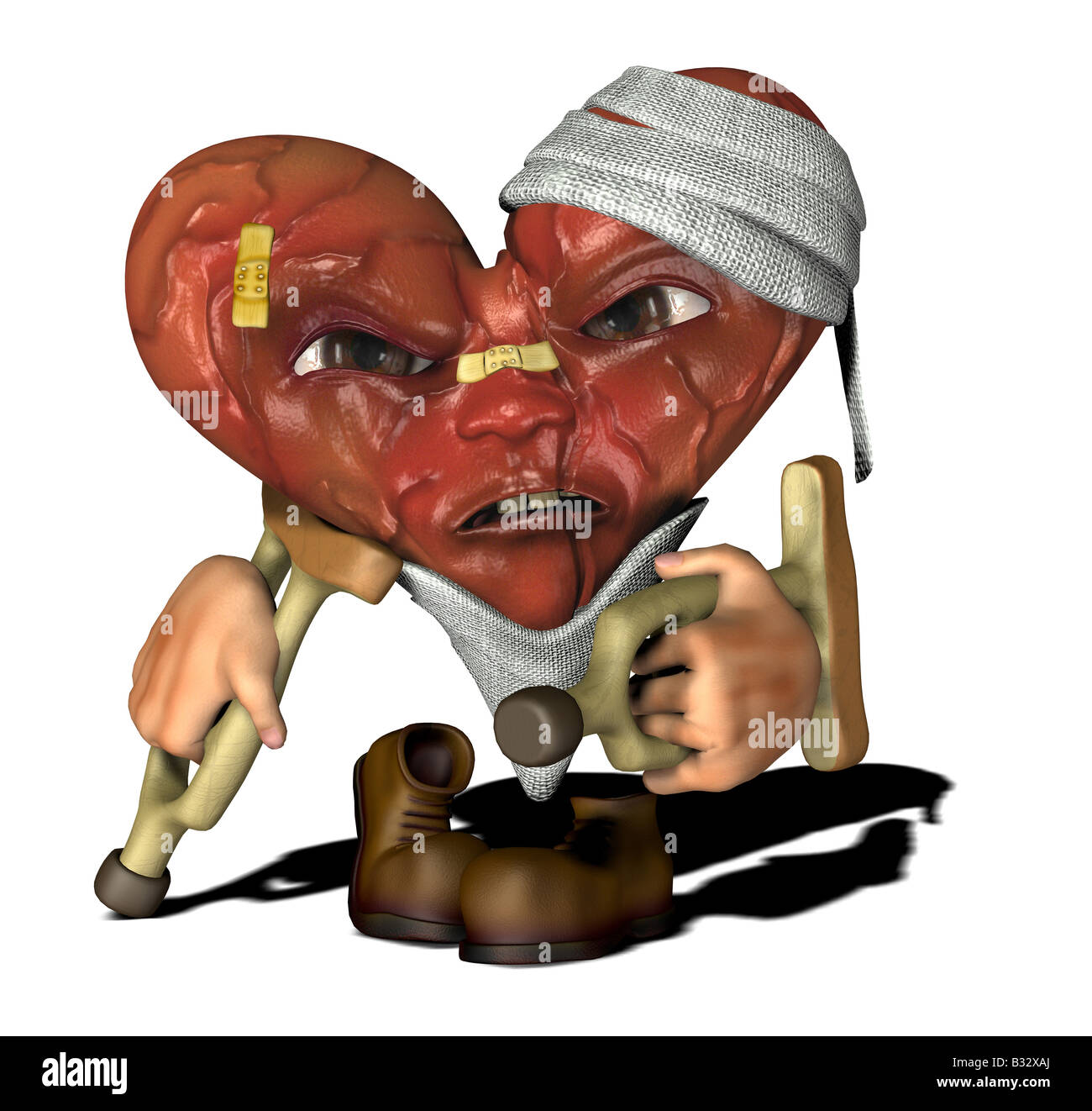 injured heart as symbol for heart attack Stock Photo