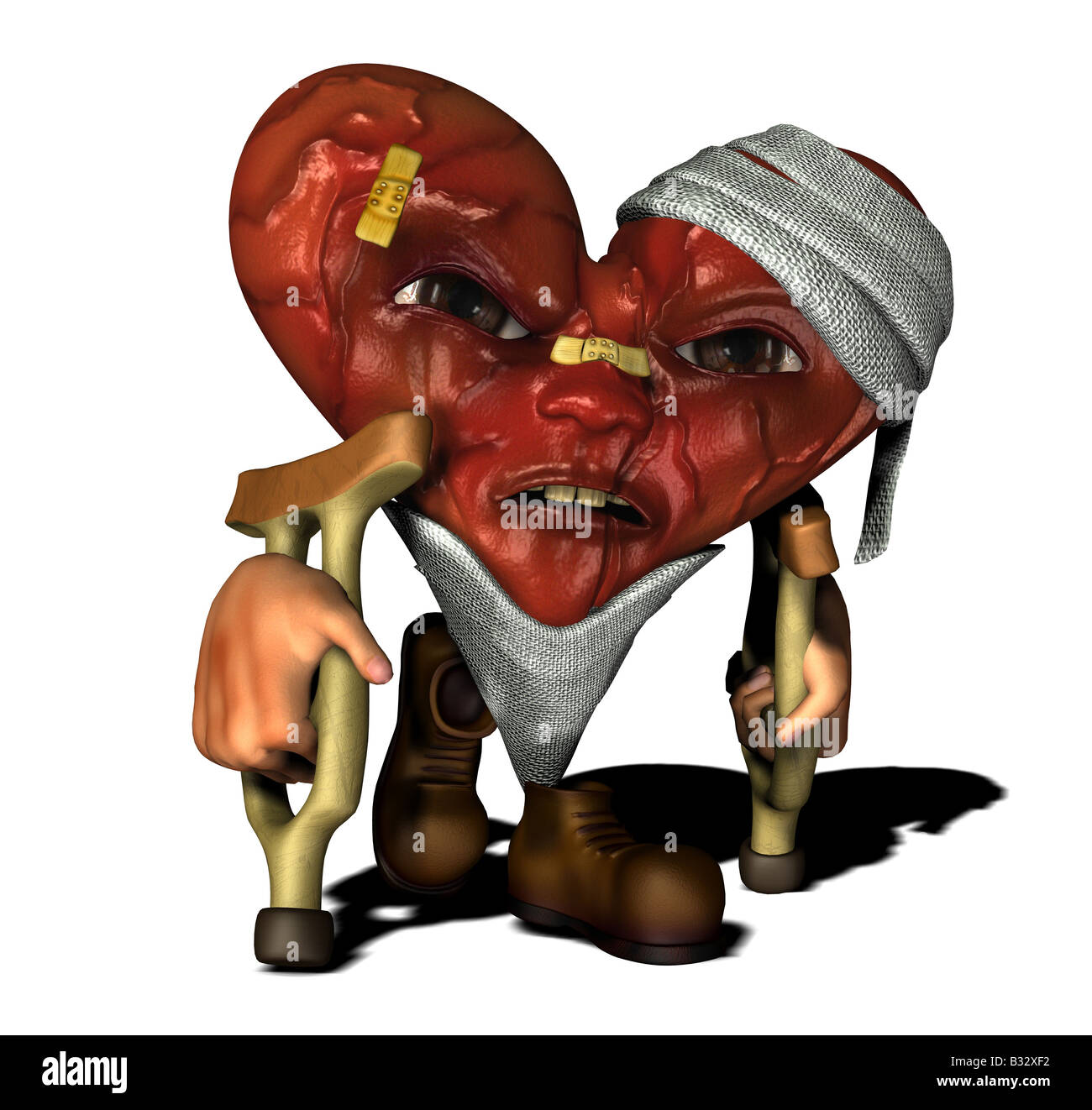 injured heart as symbol for heart attack Stock Photo