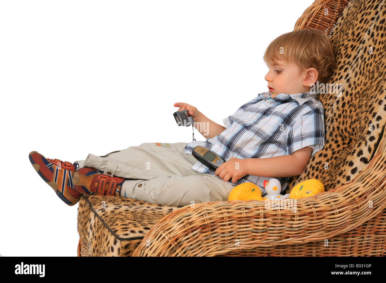 small boy with mobile phone Stock Photo