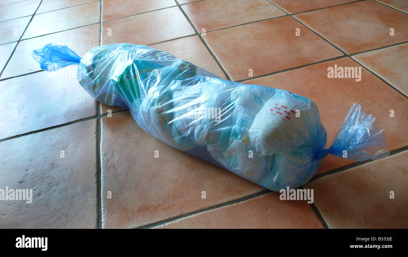 sack with used nappys Stock Photo