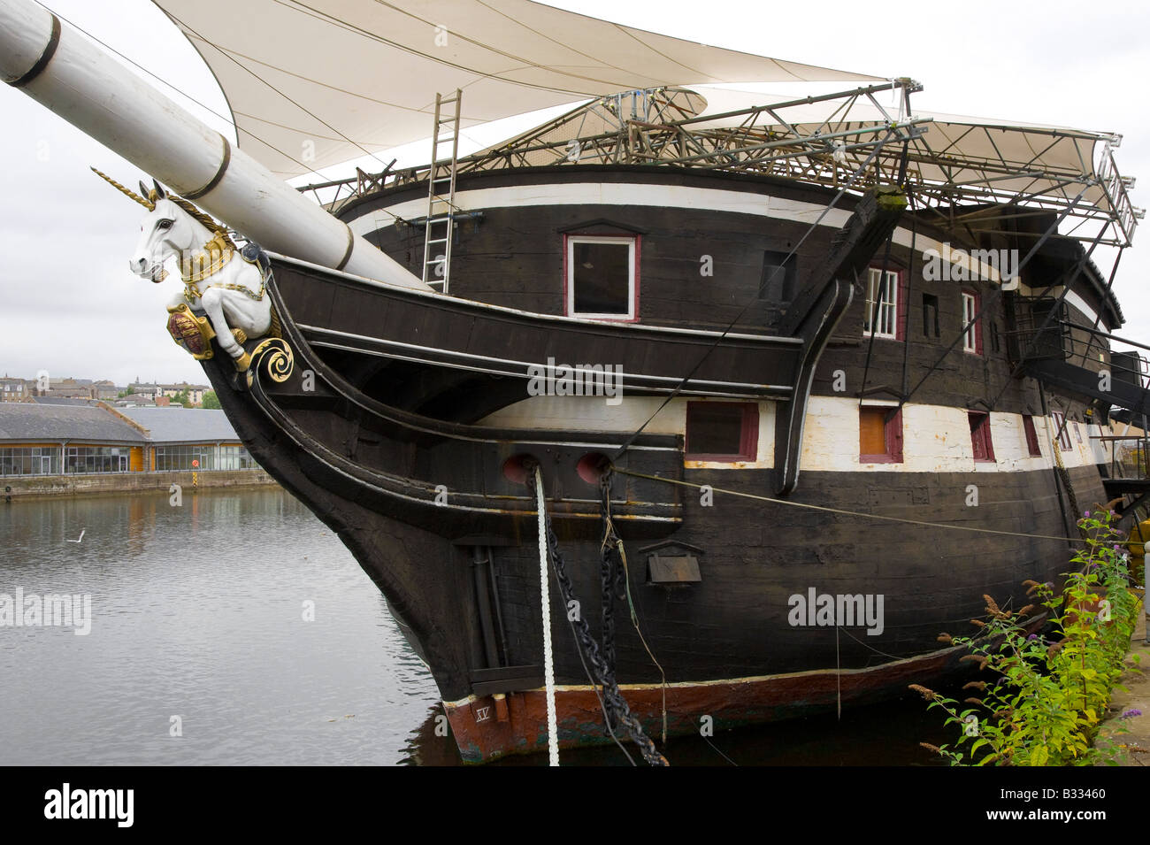 H.M. Frigate UNICORN figurehead, masthead ship bow, vessel, in Victoria ...