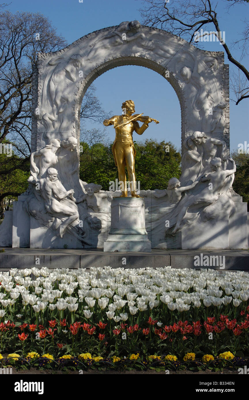 Johann Strauss monument in spring Stock Photo