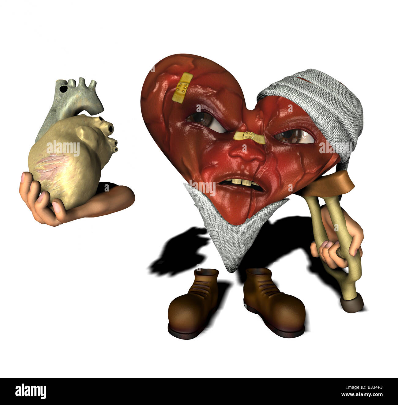 injured heart as symbol for heart attack Stock Photo