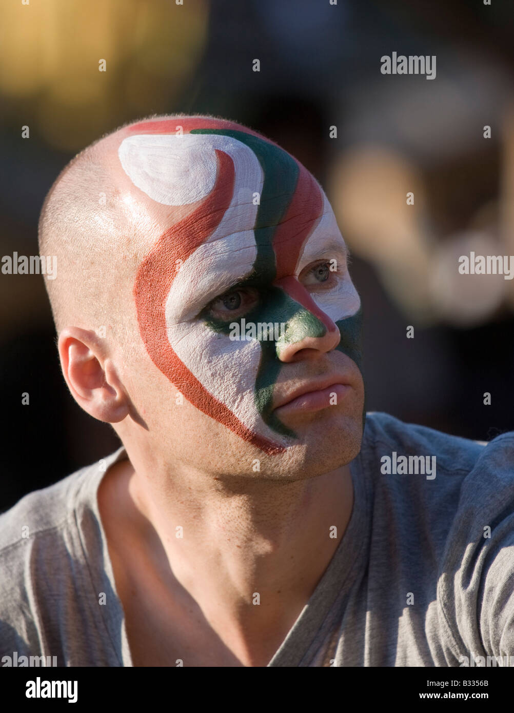 man with painted head Stock Photo