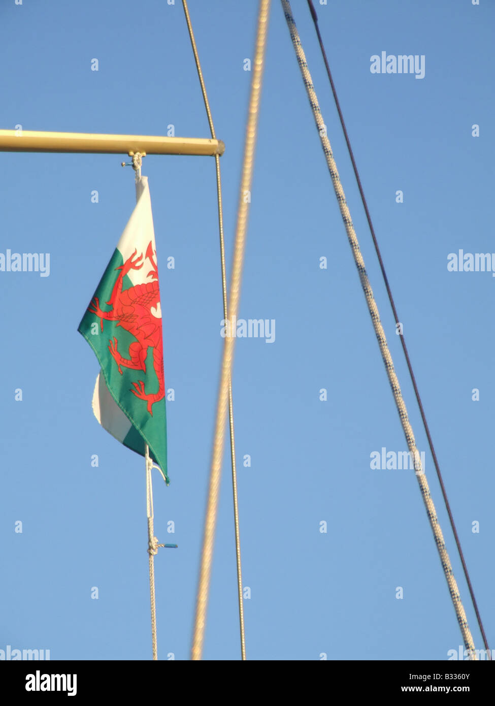 one wales welsh dragon flag banner on ship boat yacht mast Stock Photo ...