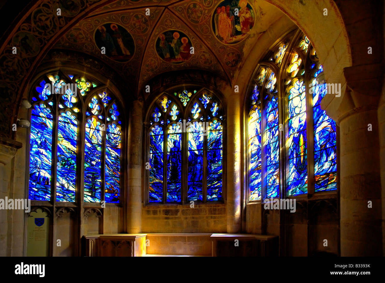 Stained Glass Window in Gloucester Cathedral, Gloucester, England, UK