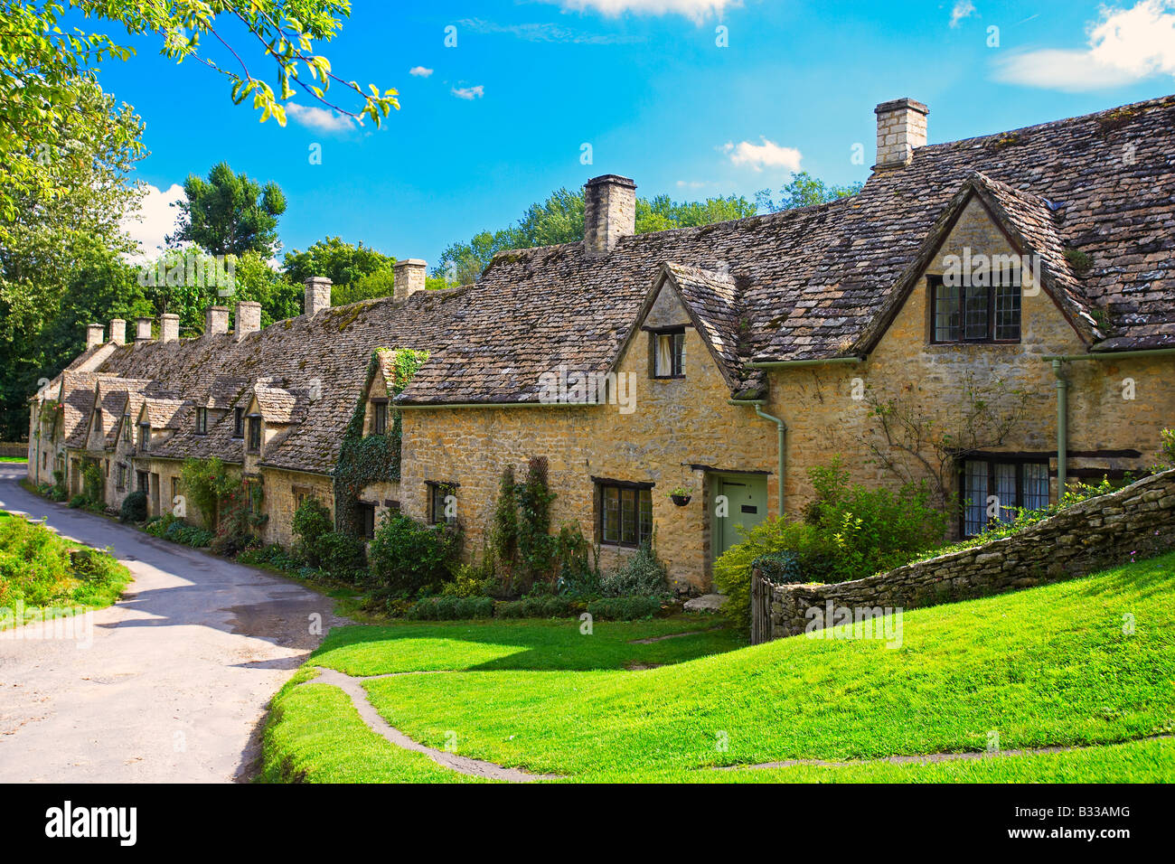 Arlington Row in the Village of Bibury, Gloucestershire, England, UK