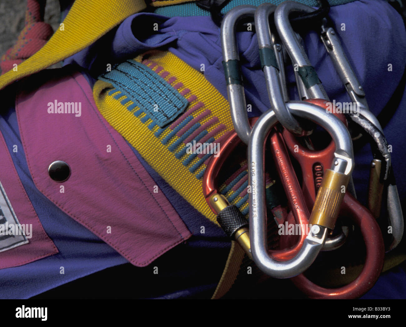 Climbing carabiner to belay Stock Photo Alamy