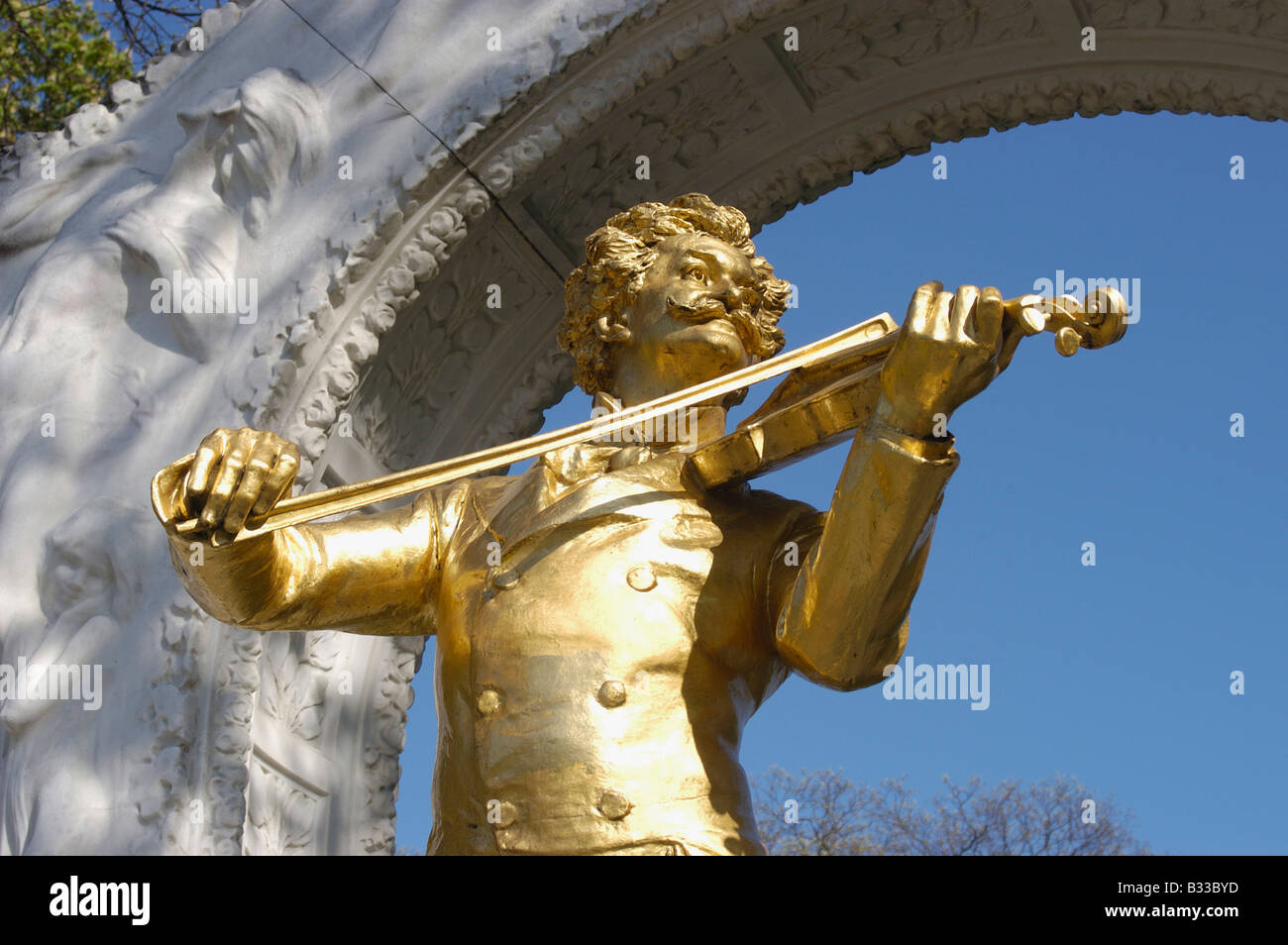 Johann Strauss monument in spring Stock Photo