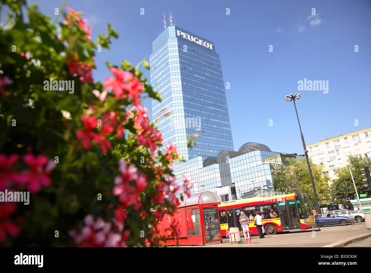 Warsaw, Warszawa, Poland, Blekitny Wiezowiec, Peugeot tower Stock Photo